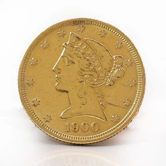 Coin 1900 $5 Liberty Head Gold Coin /22K Solid Gold – 8.3g – U.S. Half Eagle